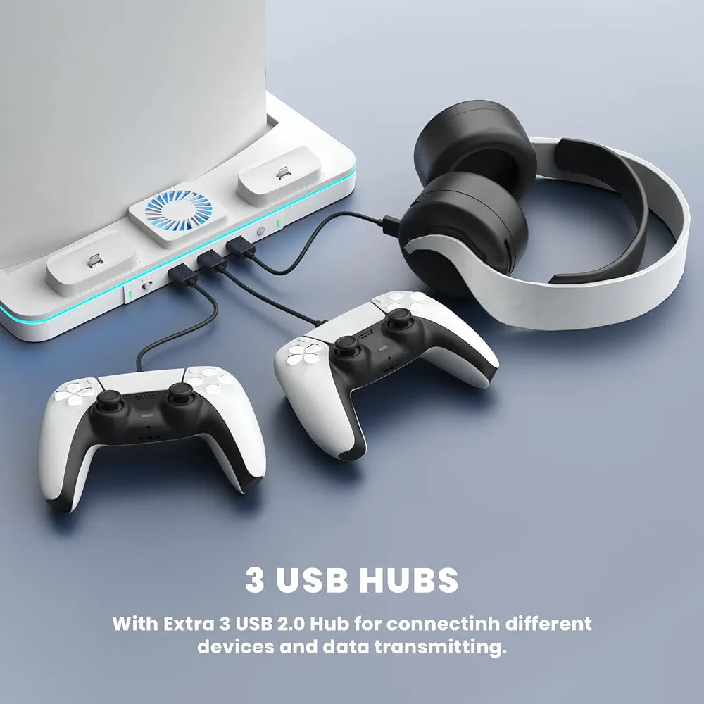 '-Soporte de refrigeración mejorado para PS5 con cargador para mando
