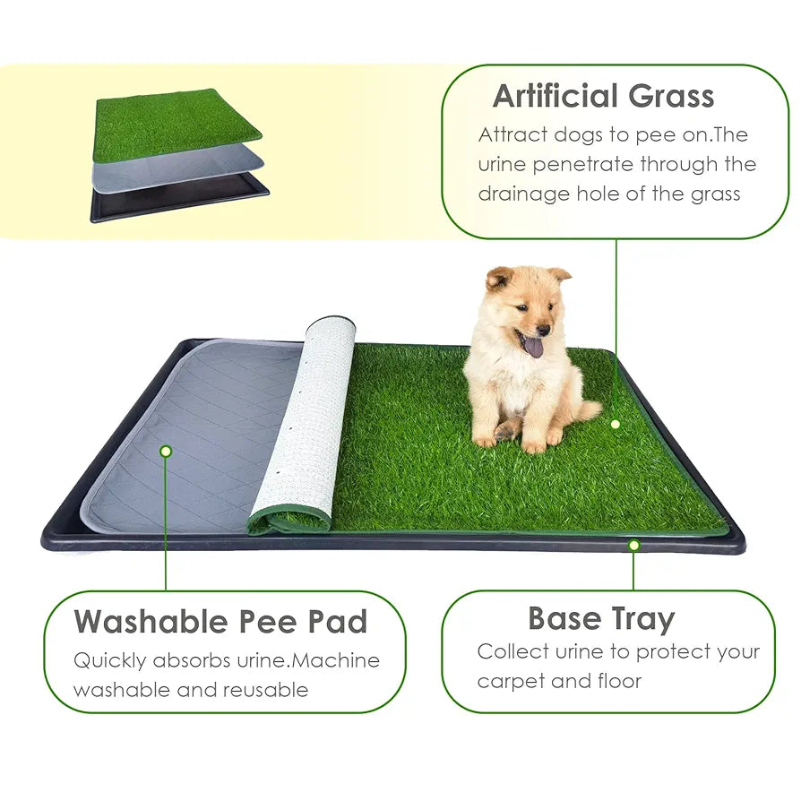 Dewonch Almohadilla de césped artificial para perros con ban...