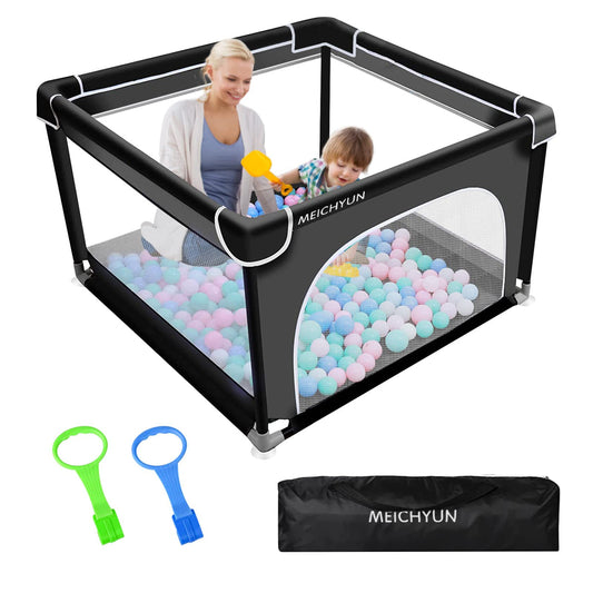 Corralito grande para bebés pequeños (36 x 36 pulgadas, negr...