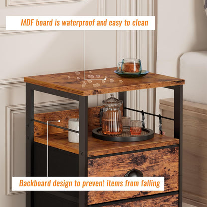 Mesita de noche Furologee con 2 cajones de tela, mesa auxiliar, mesa a...