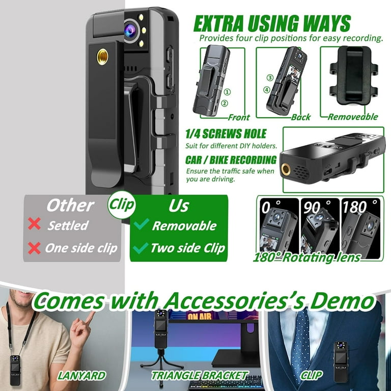 Cámara de cuerpo HD 2025 1080P, videocámara con grabación de vídeo para deportes...