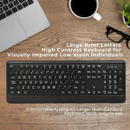 Teclado retroiluminado de impresión grande, teclado de computadora con...