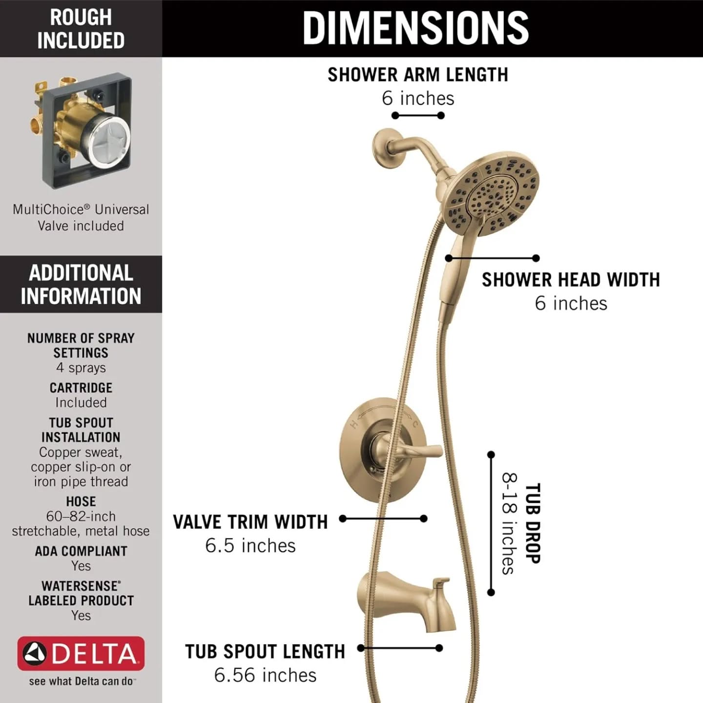 Delta Faucet Arvo Serie 14 - Kit de molduras para bañera y ducha de un...
