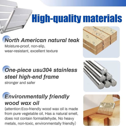 Asiento de ducha plegable de teca montado en la pared, asiento de duch...