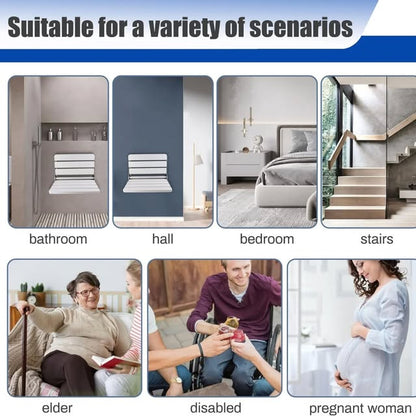 Asiento de ducha plegable de teca montado en la pared, asiento de duch...