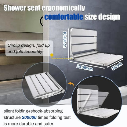 Asiento de ducha plegable de teca montado en la pared, asiento de duch...
