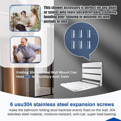 Asiento de ducha plegable de teca montado en la pared, asiento de duch...
