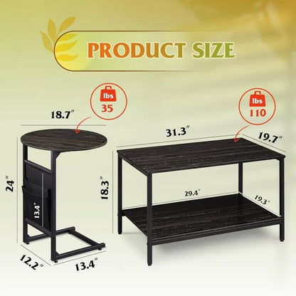 WLIVE Mesa auxiliar, mesas de centro pequeñas de 31.3 y 18.7 pulgadas ...