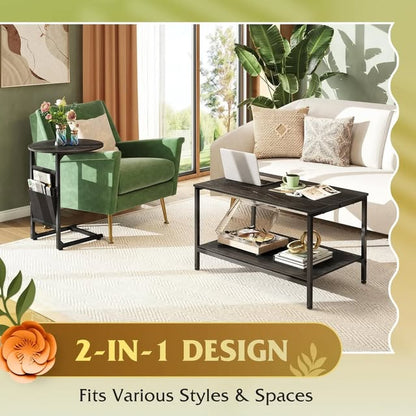 WLIVE Mesa auxiliar, mesas de centro pequeñas de 31.3 y 18.7 pulgadas ...