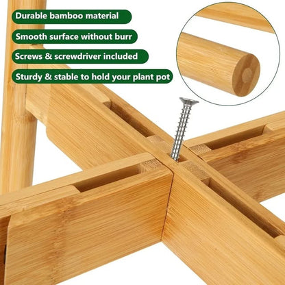 Juego de 2 soportes ajustables de bambú para plantas, moderno soporte ...