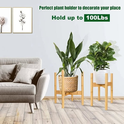Juego de 2 soportes ajustables de bambú para plantas, moderno soporte ...
