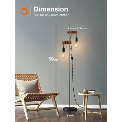 addlon Lámpara de pie industrial vintage, lámpara de pie ajustable con...