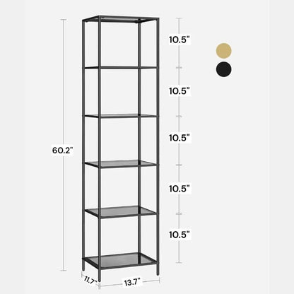 Librería, estantería de 6 niveles, estantería delgada para dormitorio,...