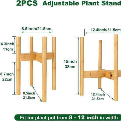 Juego de 2 soportes ajustables de bambú para plantas, moderno soporte ...