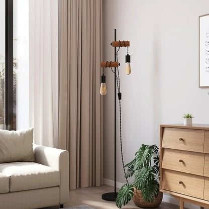 addlon Lámpara de pie industrial vintage, lámpara de pie ajustable con...