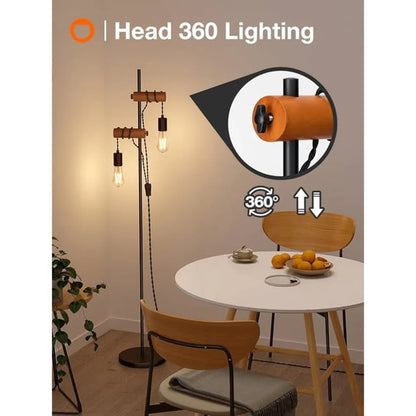 addlon Lámpara de pie industrial vintage, lámpara de pie ajustable con...