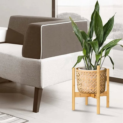 Juego de 2 soportes ajustables de bambú para plantas, moderno soporte ...