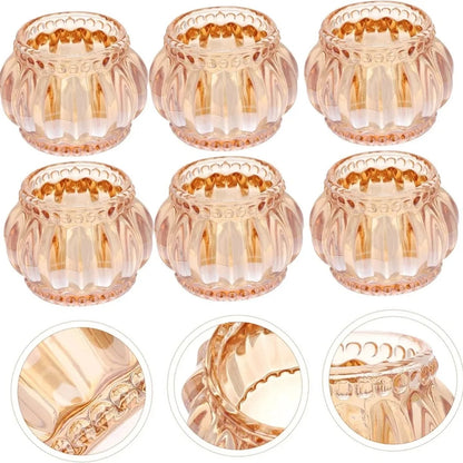 6 Piezas Portavelas De Cristal Candelabro De Cristal Adorno Portavelas...