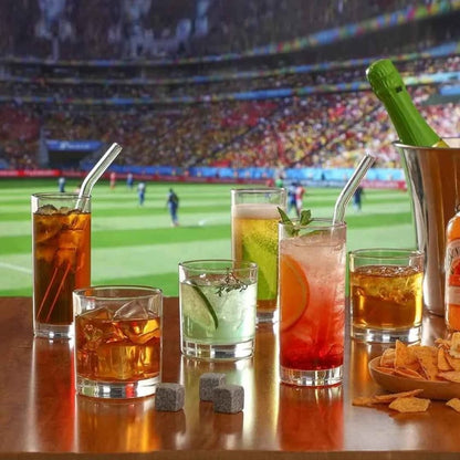 [Paquete de 12] Vasos de vidrio con pajitas de vidrio, vasos de 12 onz...