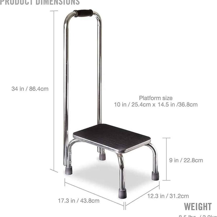DMI Step Stool with Handle and Non-Slip Rubber Platform, t...