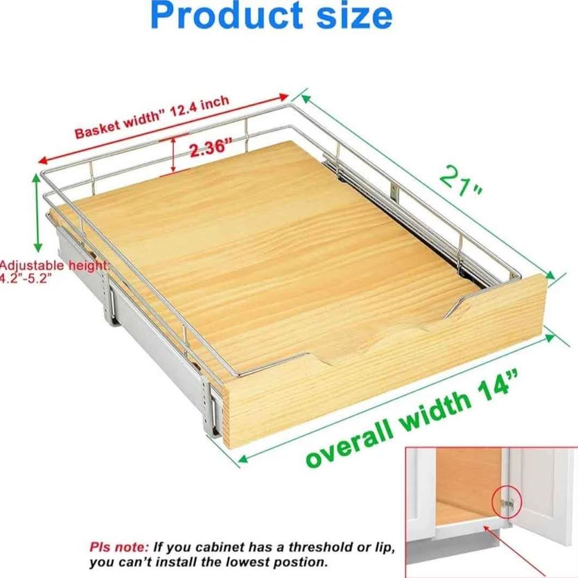 DINDON Pull-Out Cabinet Organizer (14" W x 21" H)
