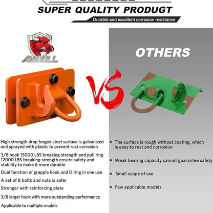 2-Pack Tractor Bucket Hooks with Lashing Ring, Stainless Steel...