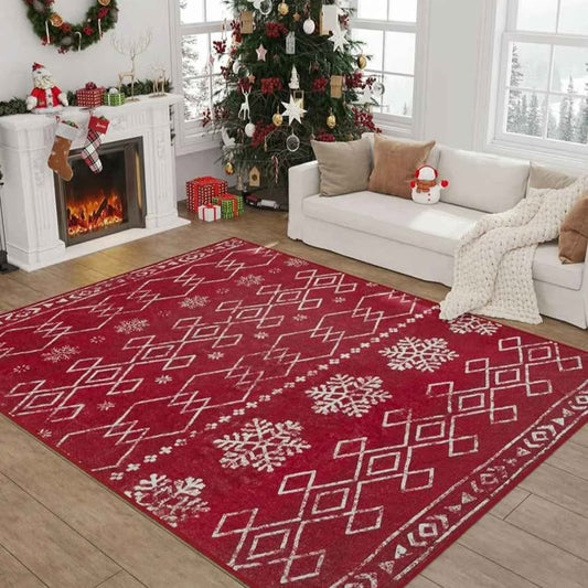 jinchan Alfombra de área de Navidad de 5 x 7 pies, alfombra lavable de...
