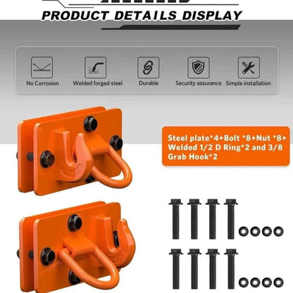 2-Pack Tractor Bucket Hooks with Lashing Ring, Stainless Steel...