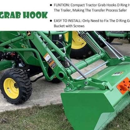 2-Pack Tractor Bucket Hooks with Lashing Ring, Stainless Steel...