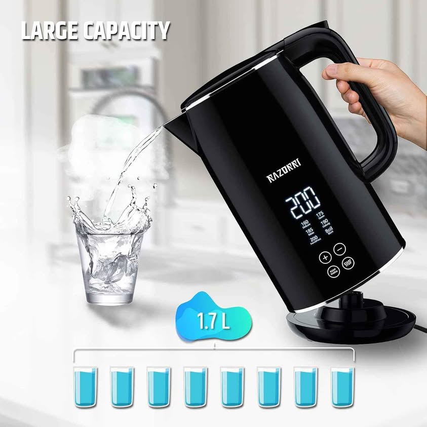 Razorri Hervidor eléctrico con control de 1 clic, pantalla digital LED...