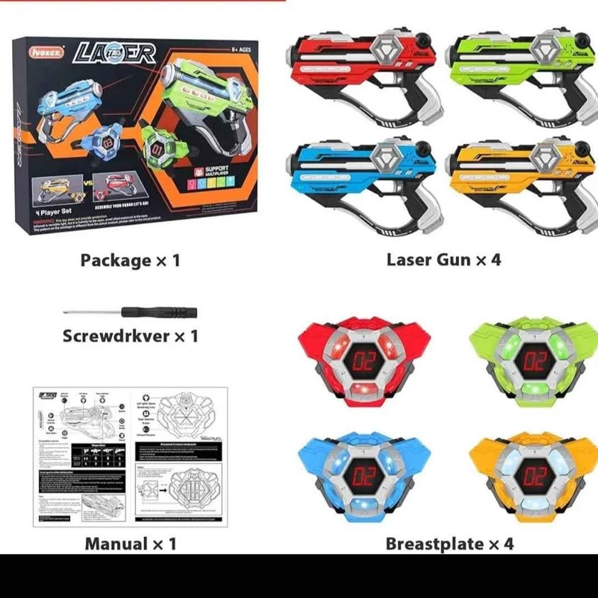 Juego de 4 pistolas láser con pantalla LED digital, regalos para adole...