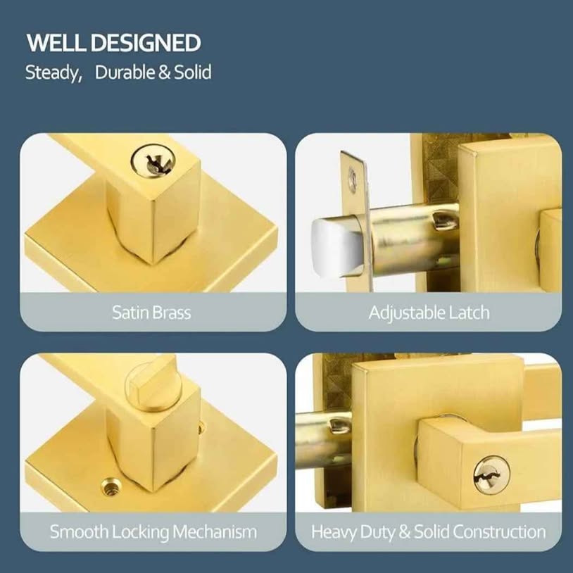 EHOMEWARE 1 Pack Gold Door Handles, Solid Wood Door Levers, Privacy Door Handles,...