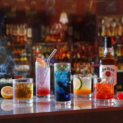 [Paquete de 12] Vasos de vidrio con pajitas de vidrio, vasos de 12 onz...