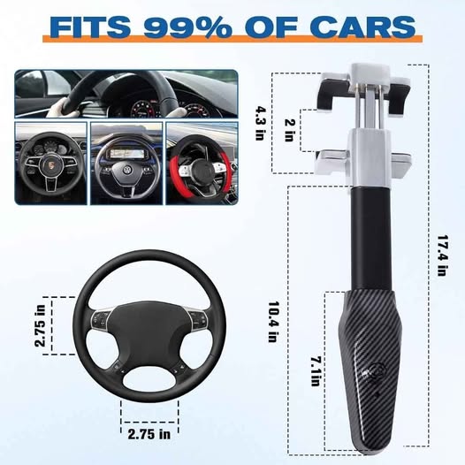 Tevlaphee Cerradura de volante con alarma, dispositivo antirrobo resis...