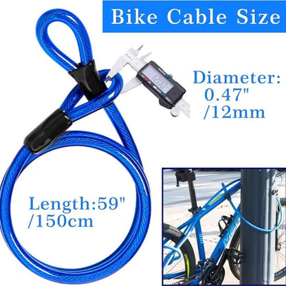 Candado de bicicleta resistente con cable de 0.551 in y cable de 0.472...