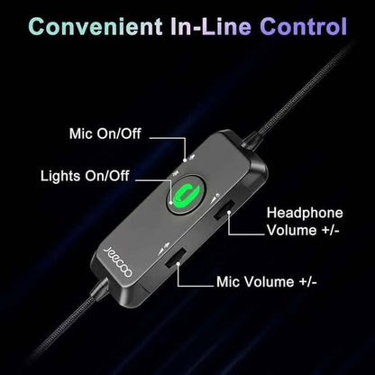 Jeecoo V20U - USB Pro Gaming Headset for PC, Over-Ear Headphones with Mic...