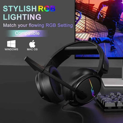 Jeecoo V20U - USB Pro Gaming Headset for PC, Over-Ear Headphones with Mic...