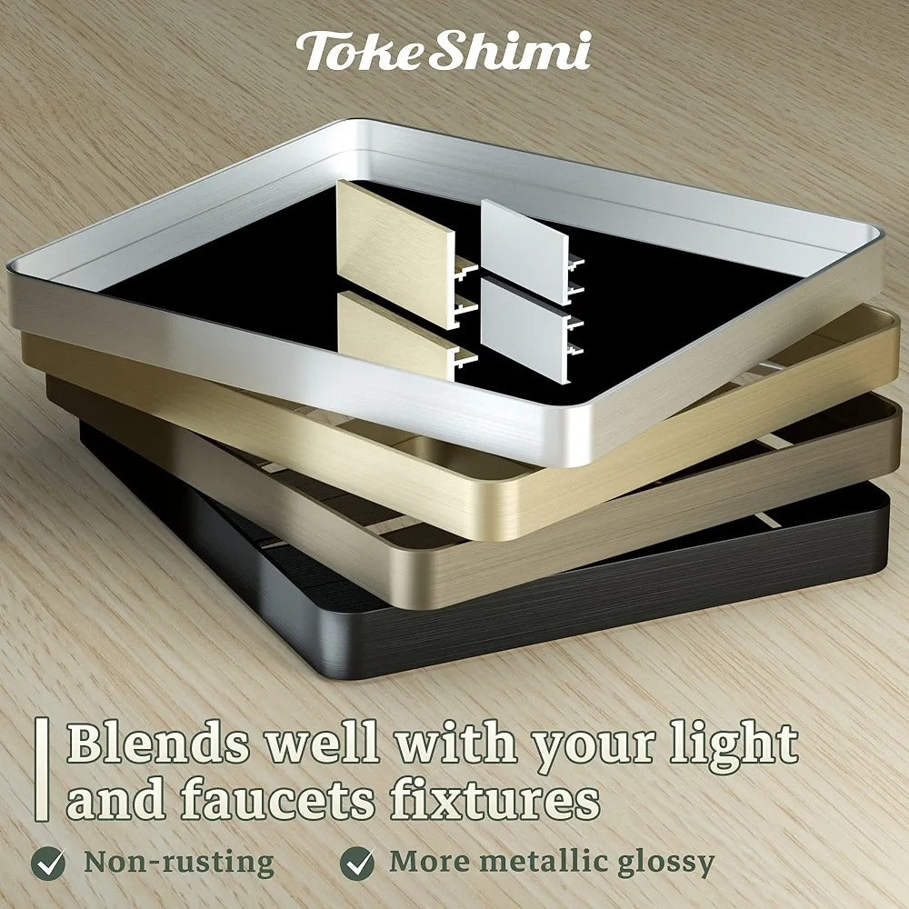TokeShimi - Espejo rectangular de baño, con marco de metal negro, para...