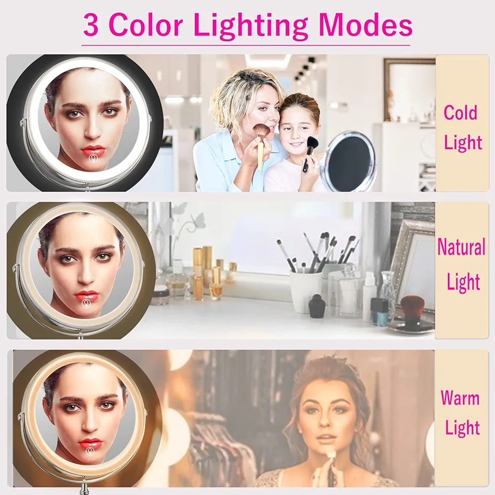 8-inch Rechargeable Makeup Mirror, 1 Vanity Mirror with...