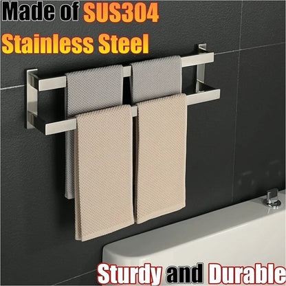 Alise GOY002-LS - Double Towel Bar for Bathroom, Wall Mounted Towel Rack...