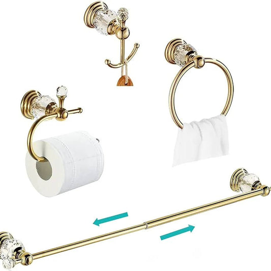 WOLIBEER Accesorios de baño dorados, juego de barra de toalla de crist...