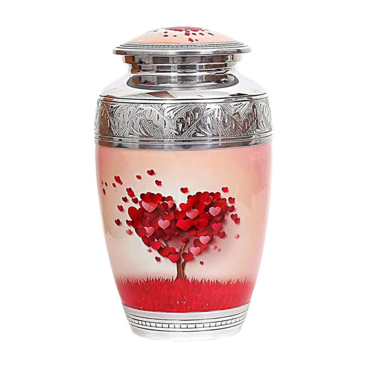 hermosa urna de recuerdo en crema de corazón rojo – Urna de recuerdo p...