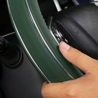 ALEMODR Cubierta de cuero verde del volante de la cubierta del volante...