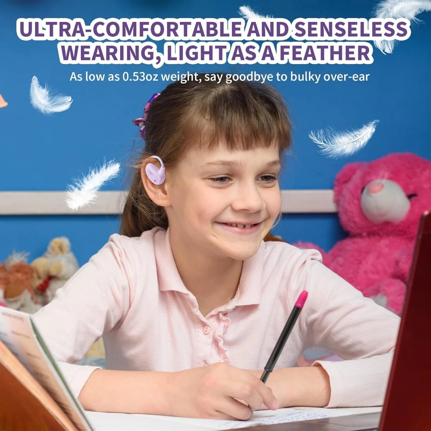 Auriculares para niños, audífonos de oreja abierta con micrófono, Open...