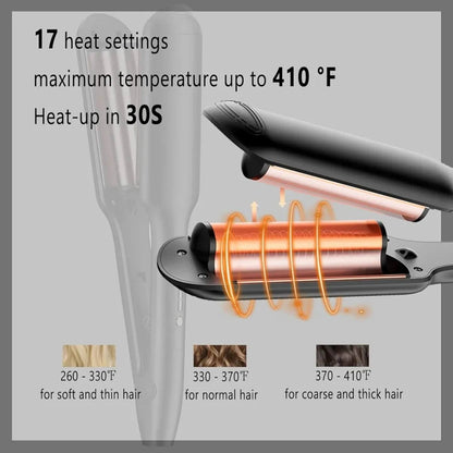 Double Barrel Curling Wand, Wave Crimper for Short Hair...