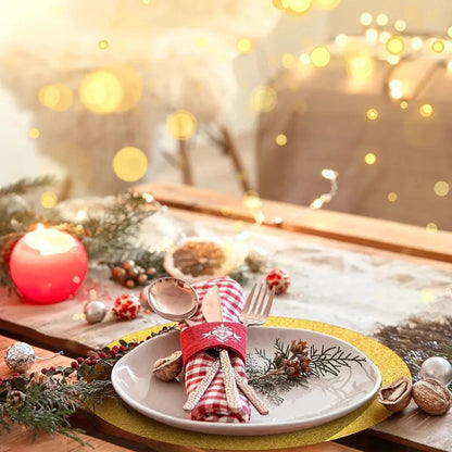 porta platos 50 manteles individuales de papel con purpurina dorada, redondos, dese...