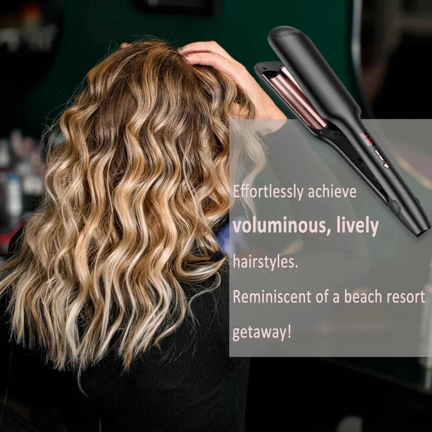 Varita rizadora de doble barril, crimpadora ondulada para cabello cort...