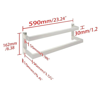 Alise GOY002-LS - Double Towel Bar for Bathroom, Wall Mounted Towel Rack...