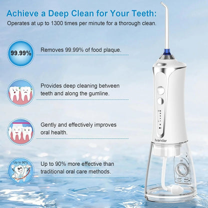 Ivandar Water Flosser for Teeth Cleaner, Cordless Dental Flosser...