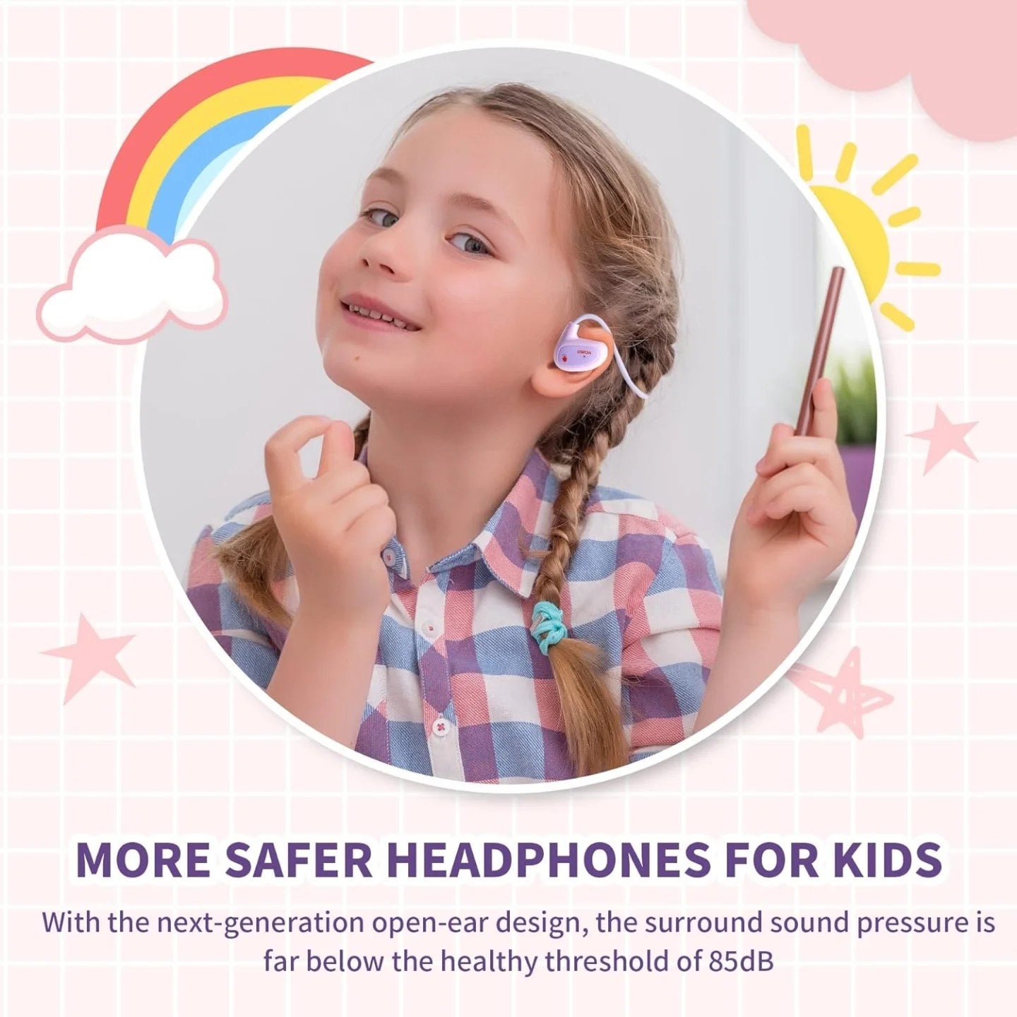 Auriculares para niños, audífonos de oreja abierta con micrófono, Open...